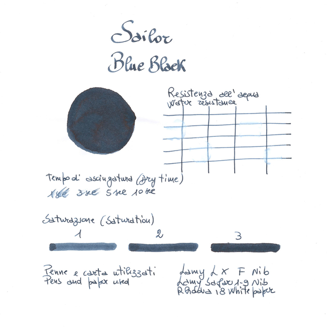 Sailor Blue Black 12 Ink Cartridges