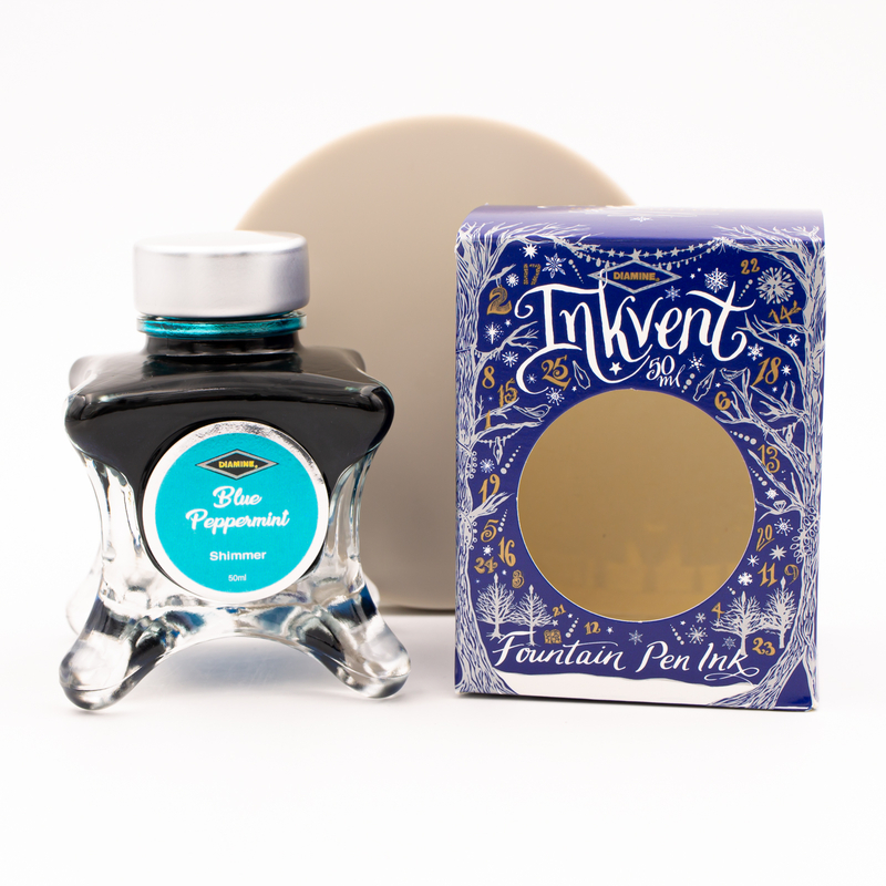 Diamine Inkvent Blue Peppermint Ink Bottle 50 ml Blue Edition Shimmer