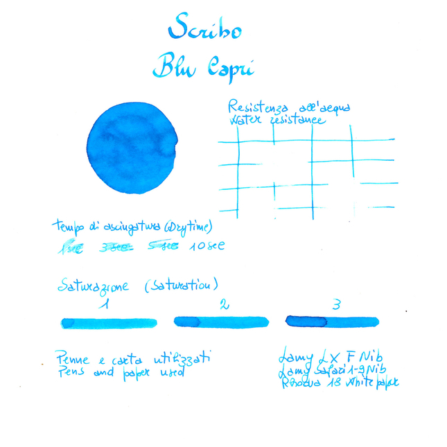 Scribo Blu Capri Ink Bottle 90 ml