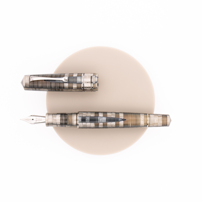 Leonardo Momento Zero Grande Mosaico Fountain Pen Chiaroscuro & Rhodium