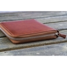 Galen Leather Zippered 5 Slots Pen Case with A6 Notebook Brown