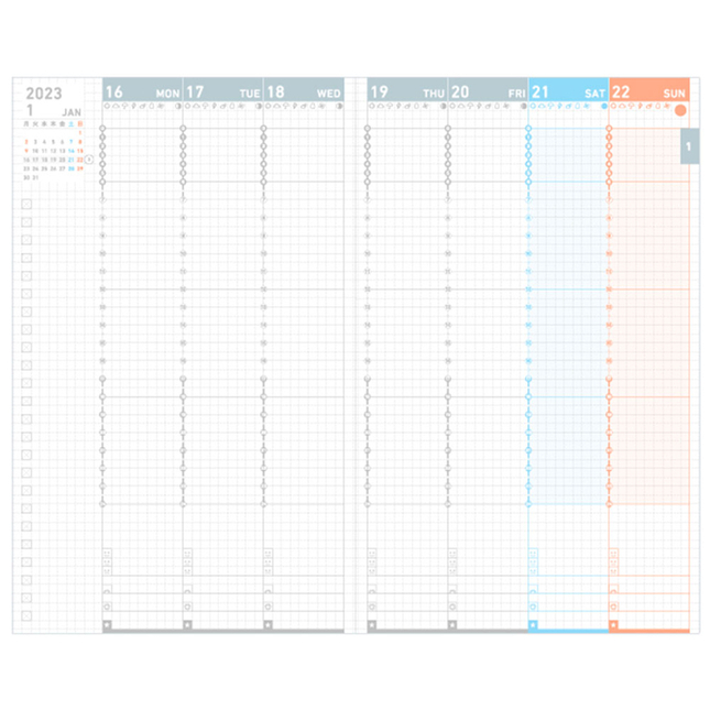 Kokuyo Jibun Techo Diary Agenda 2023 A5 Slim Bianca