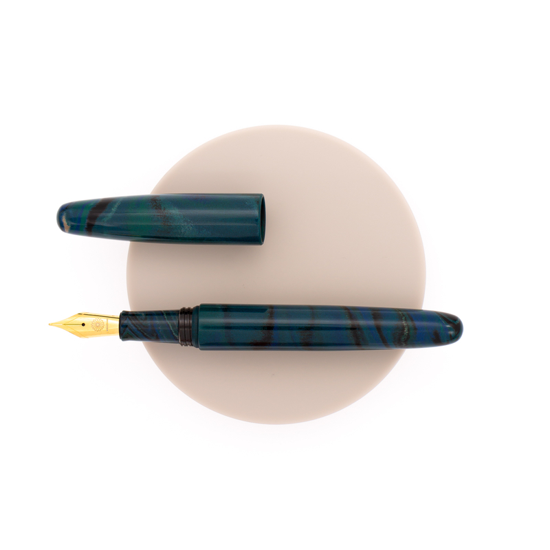 Wancher Dream Pen True Ebonite Fountain Pen Marble Green & Gold