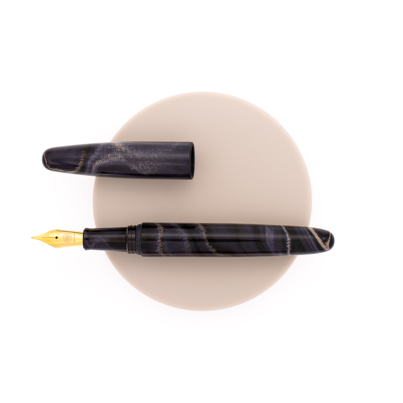 Wancher Dream Pen True Ebonite Penna Stilografica Marble Purple Gray & Oro