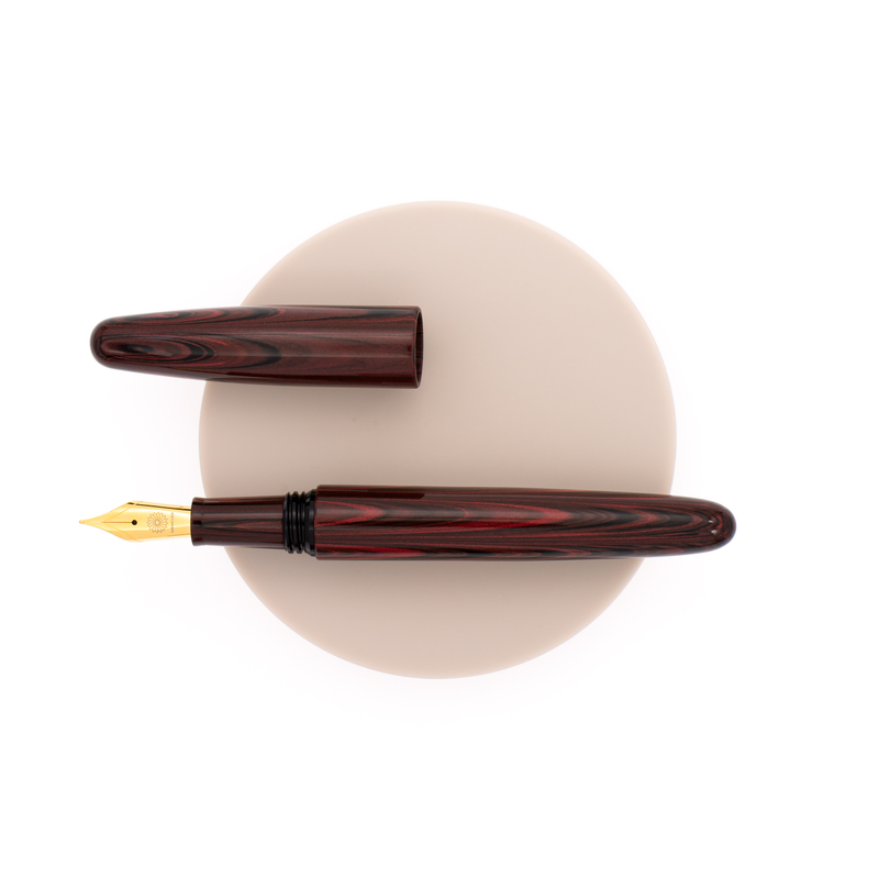 Wancher Dream Pen True Ebonite Fountain Pen Marble Red & Gold