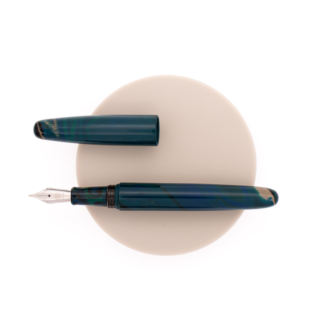 Wancher Dream Pen True Ebonite Penna Stilografica Marble Green & Rodio