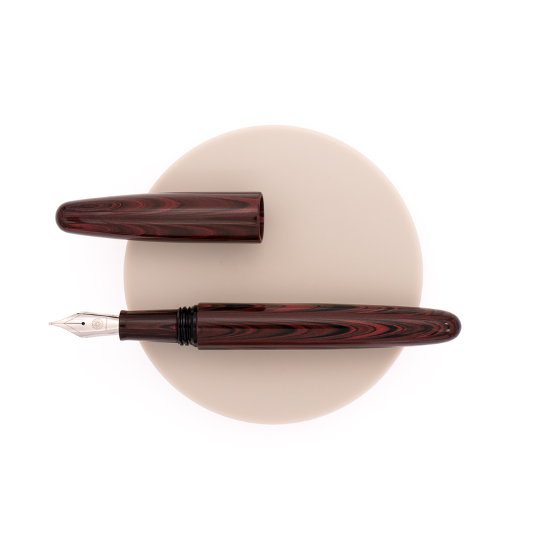 Wancher Dream Pen True Ebonite Penna Stilografica Marble Red & Rodio