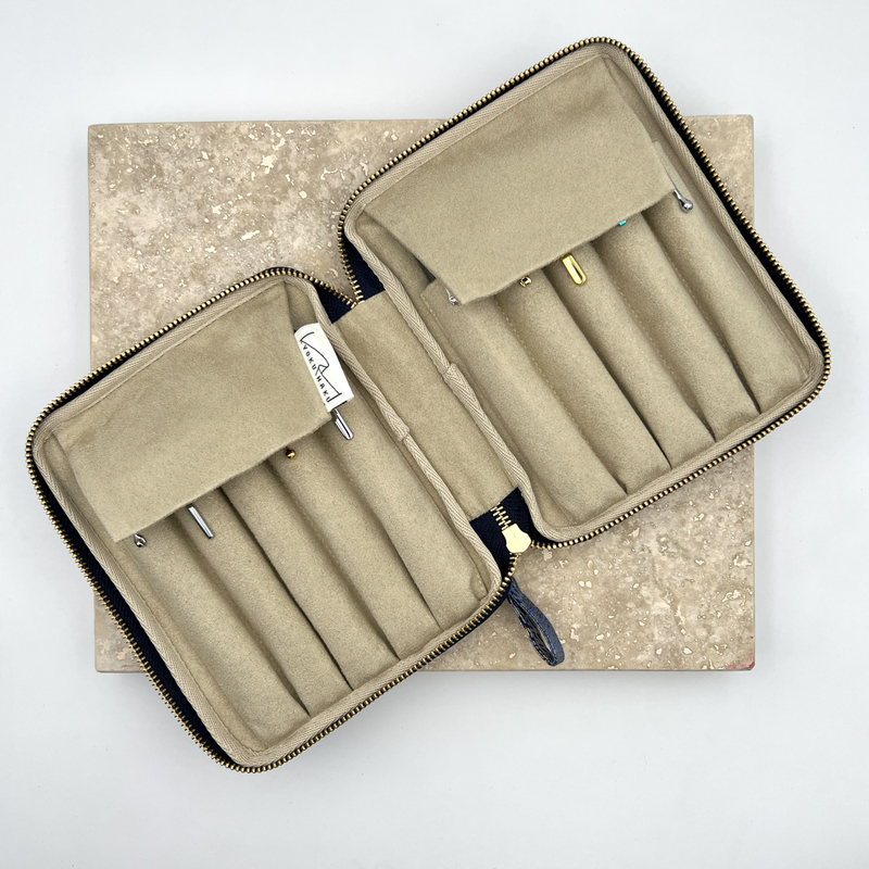 Kyoku Haku Pen Case for 10 Pens Indigo