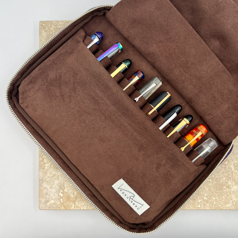 Kyoku Haku Pen Case for 20 Pens Seigaiha