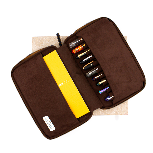 Kyoku Haku Pen Case for 10 Pens with Notebook Denim