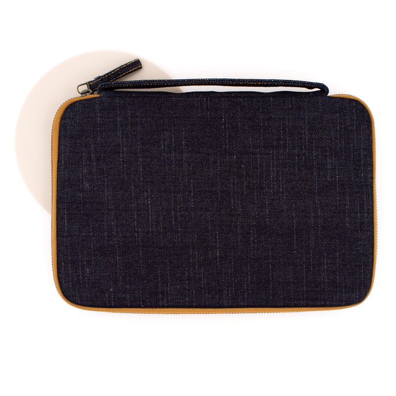 Kyoku Haku Pen Case for 10 Pens with Notebook Denim