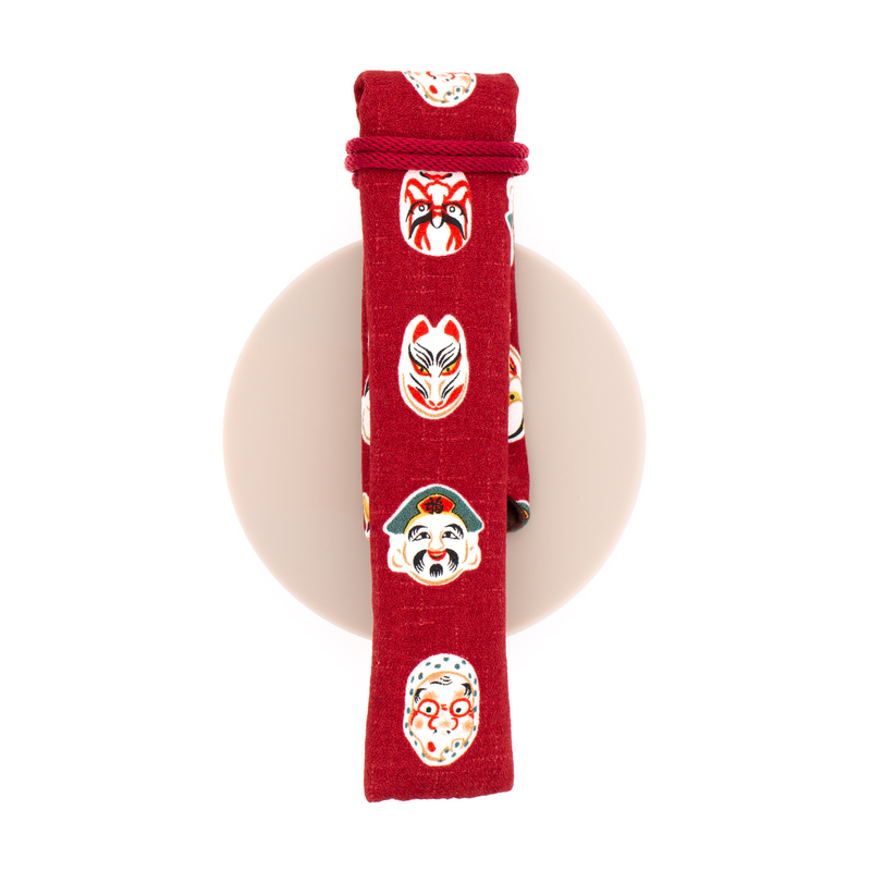 Kyoku Haku Kimono Pen Wrap for 1 Pen Japanese Folk Red