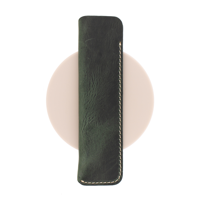 Galen Leather Galen Leather Sleeve for 1 Pen Crazy Horse Forest Green