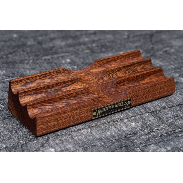 Personalized Mahogany Wooden Business Card Holder - Galen Leather