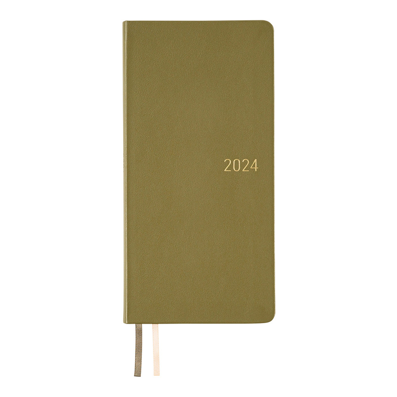 Hobonichi Techo Weeks 2024 Leather Olive Green Spring