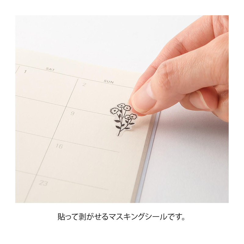 Midori Midori Sticker Two Sheets Adesivi Decorativi Monotone Flower