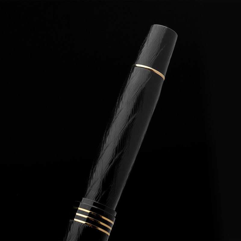 Leonardo Officina Italiana Leonardo Audace Art Nouveau No. 8 Fountain Pen Intense Black & Rhodium Limited Edition