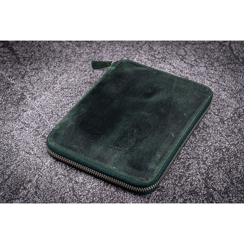 Galen Leather Galen Leather Portapenne in Pelle 10 Posti con Notebook A5 Crazy Horse Forest Green