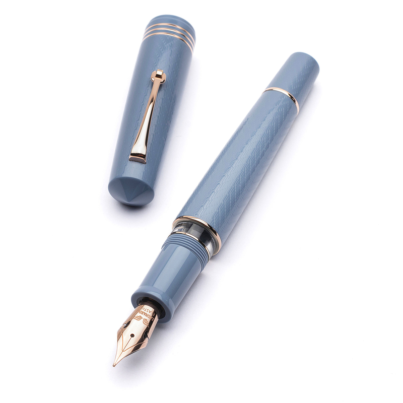 Leonardo Officina Italiana Leonardo Momento Zero Grande 2.0 The Art of Guillochè Fountain Pen Indigo & Rose Gold 14k