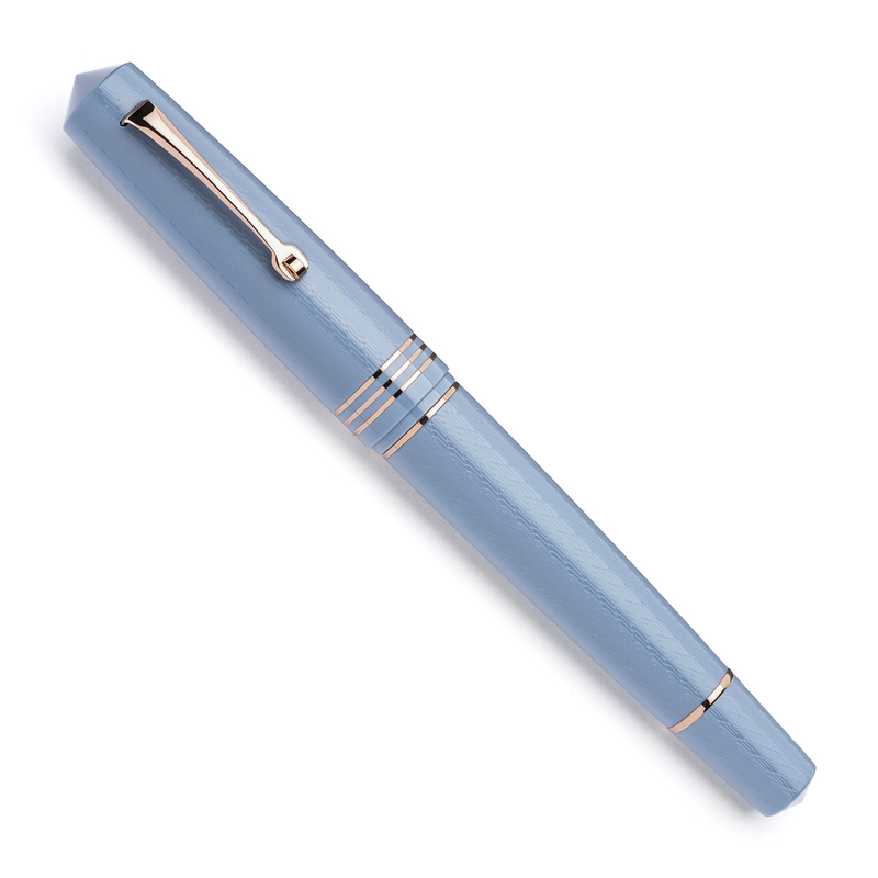 Leonardo Officina Italiana Leonardo Momento Zero Grande 2.0 The Art of Guillochè Fountain Pen Indigo & Rose Gold 14k