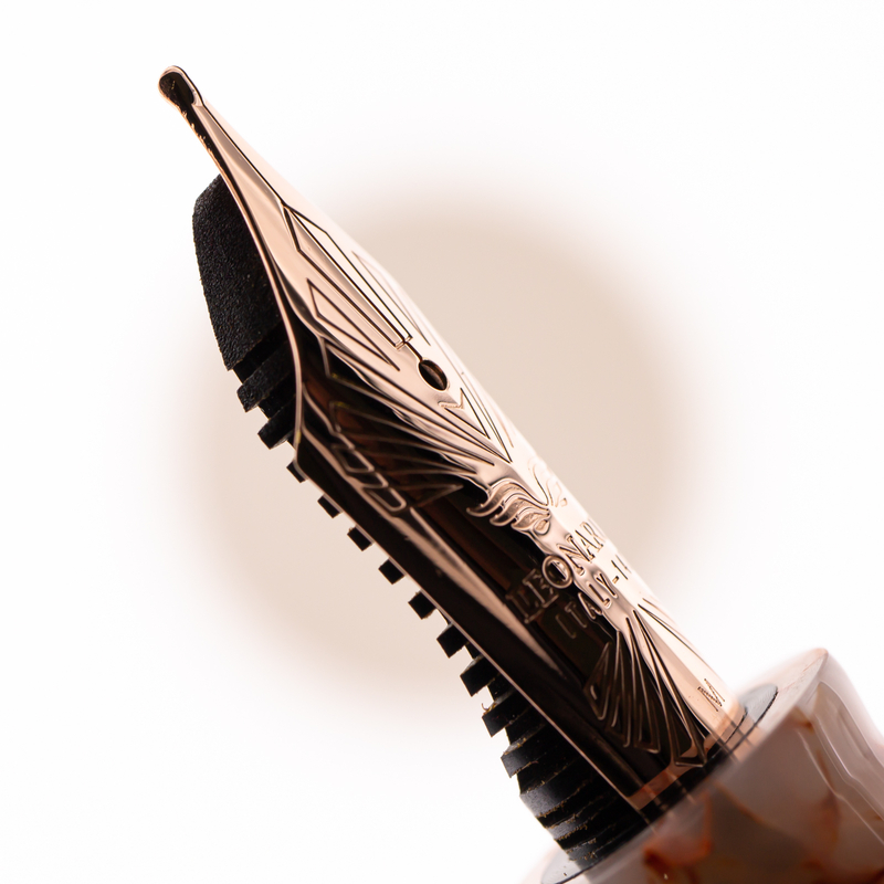 Leonardo Officina Italiana Leonardo Momento Zero Grande 2.0 The Art of Guillochè Fountain Pen Indigo & Rose Gold 14k