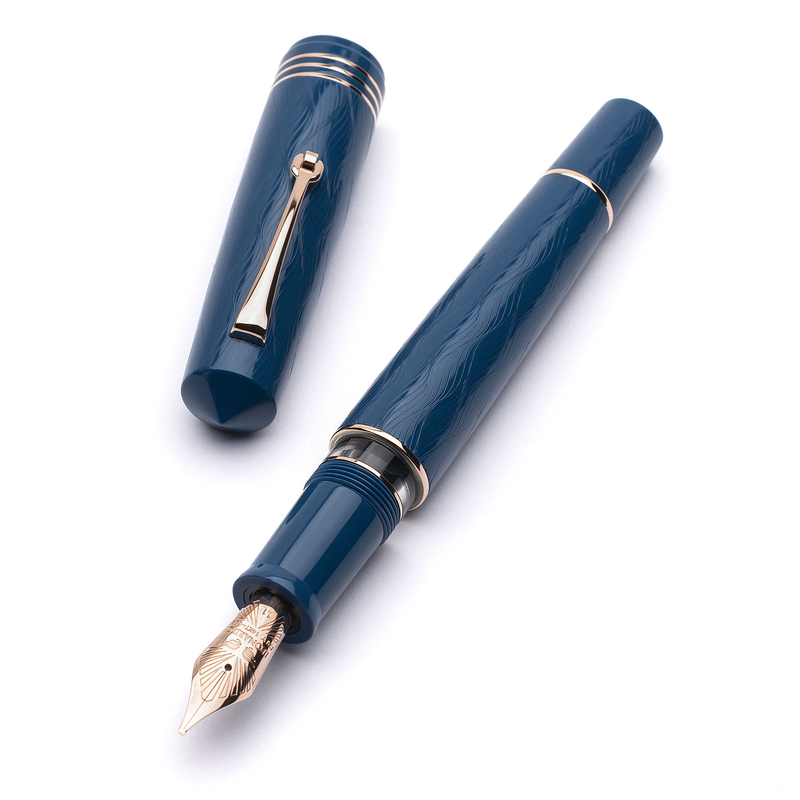 Leonardo Officina Italiana Leonardo Momento Zero Grande 2.0 The Art of Guillochè Fountain Pen Iris Blue & Rose Gold