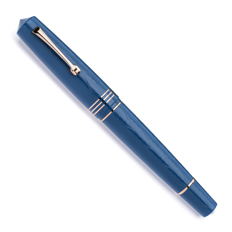 Leonardo Officina Italiana Leonardo Momento Zero Grande 2.0 The Art of Guillochè Fountain Pen Iris Blue & Rose Gold 14k