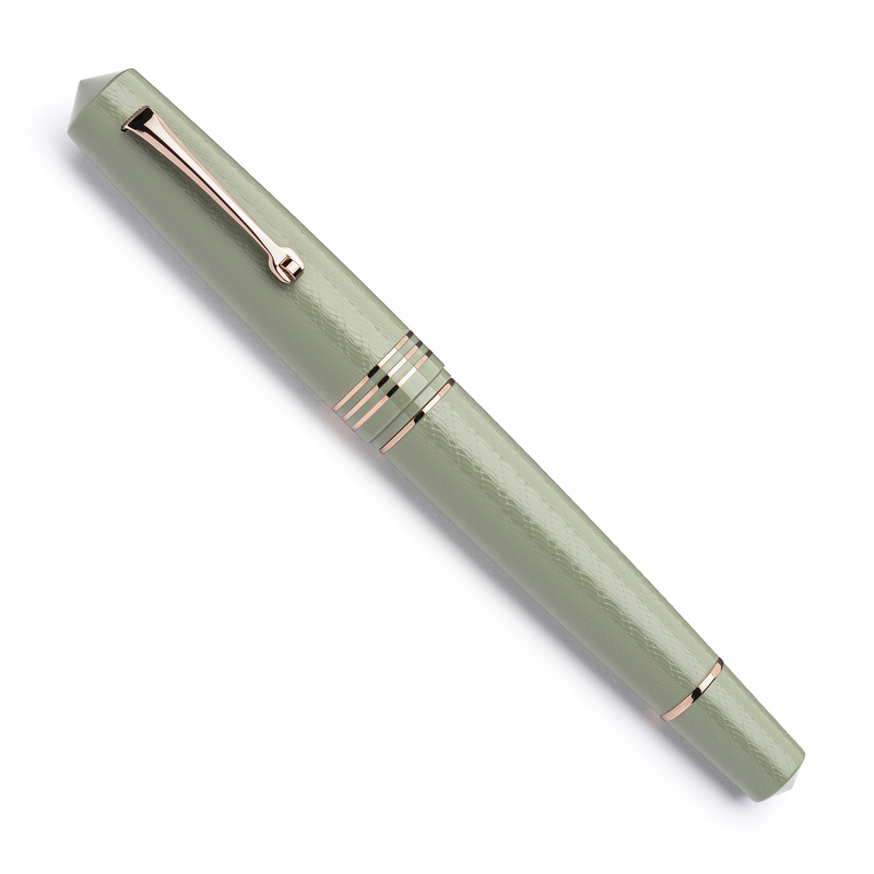 Leonardo Officina Italiana Leonardo Momento Zero Grande 2.0 The Art of Guillochè Fountain Pen Verdigris & Rose Gold