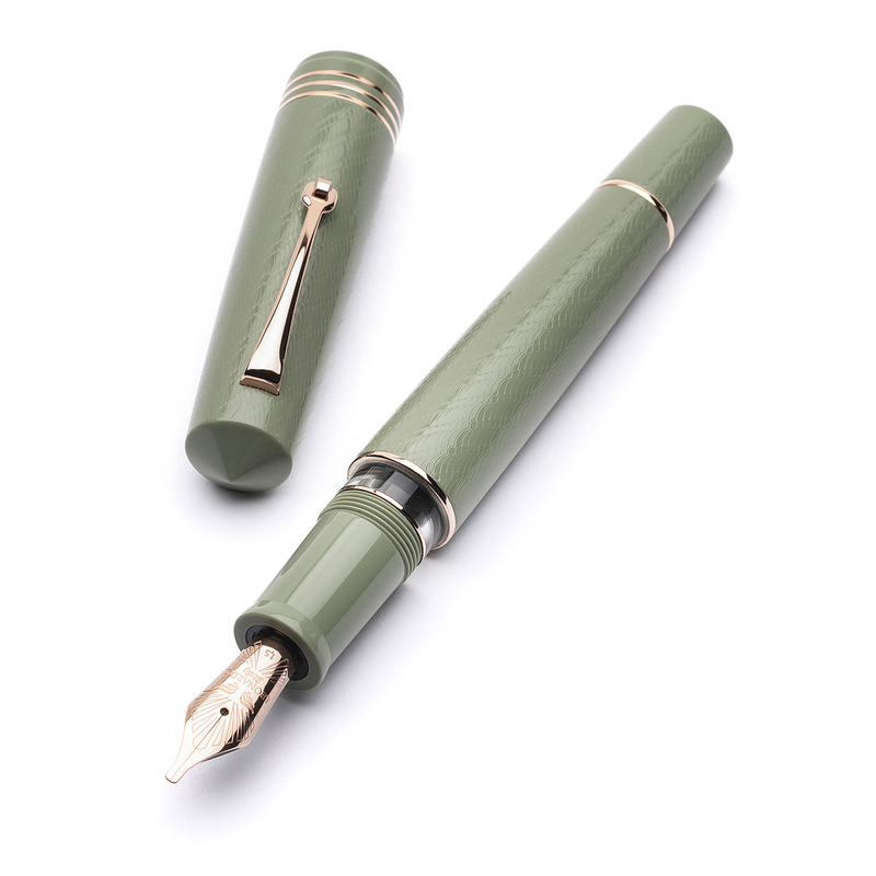 Leonardo Officina Italiana Leonardo Momento Zero Grande 2.0 The Art of Guillochè Fountain Pen Verdigris & Rose Gold 14k