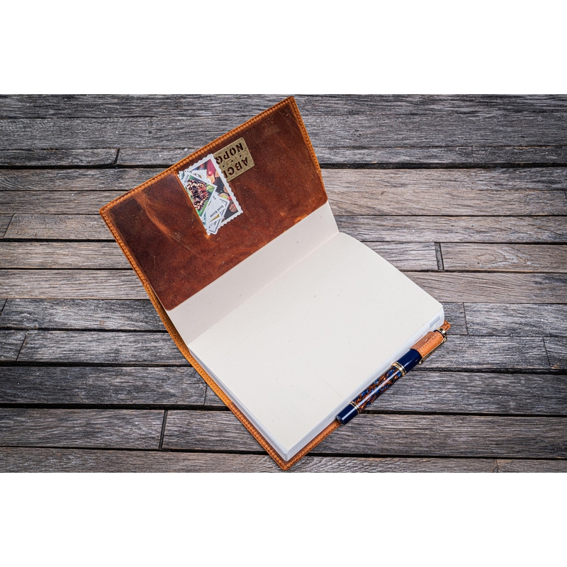 Galen Leather Galen Leather Slim Notebook Cover A5 Crazy Horse Brown