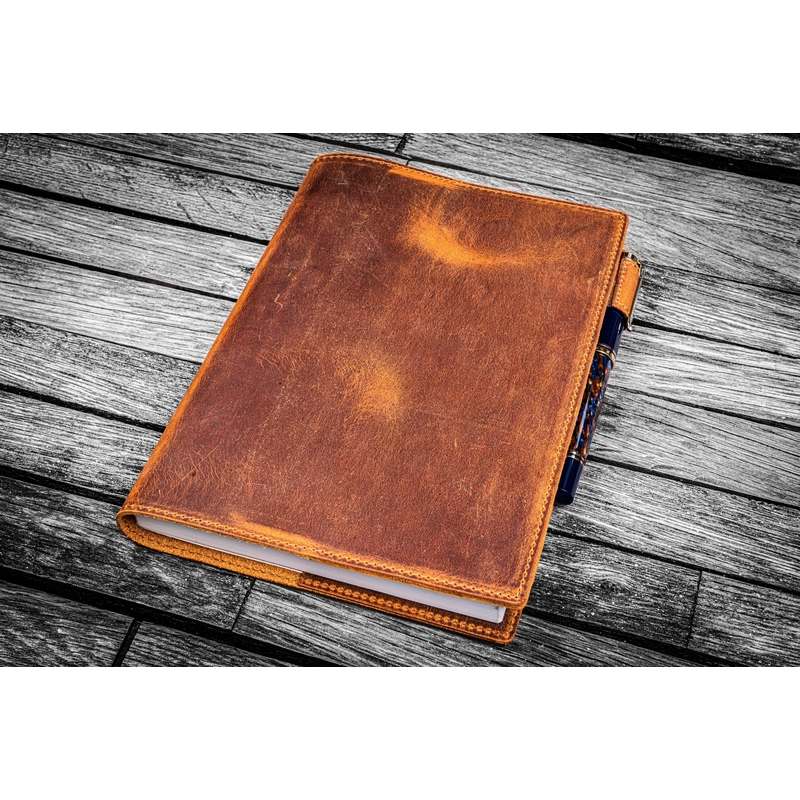 Galen Leather Galen Leather Slim Notebook Cover A5 Crazy Horse Brown