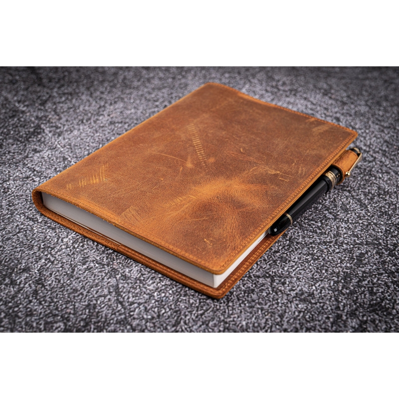 Galen Leather Galen Leather Slim Notebook Cover A5 Crazy Horse Brown