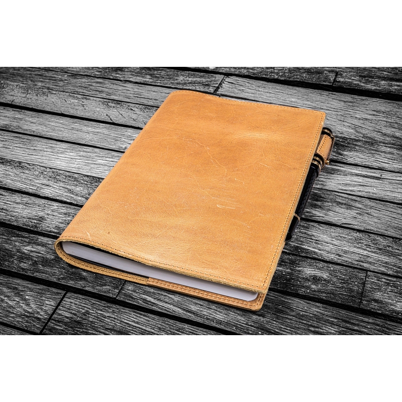 Galen Leather Galen Leather Slim Notebook Cover A5 Crazy Horse Honey Ochre