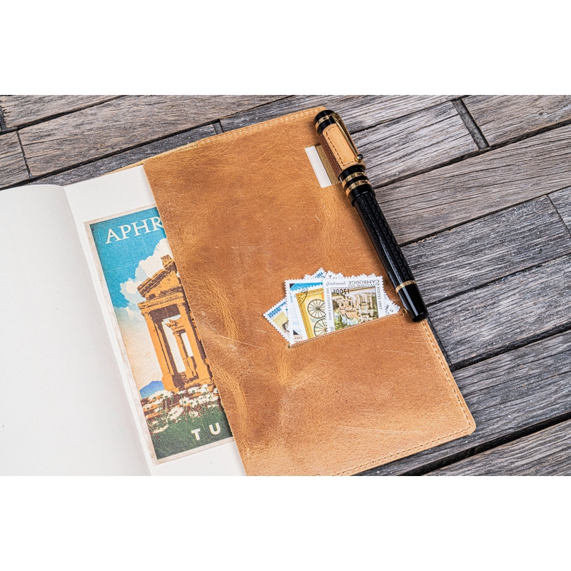 Galen Leather Galen Leather Slim Notebook Cover A5 Crazy Horse Honey Ochre