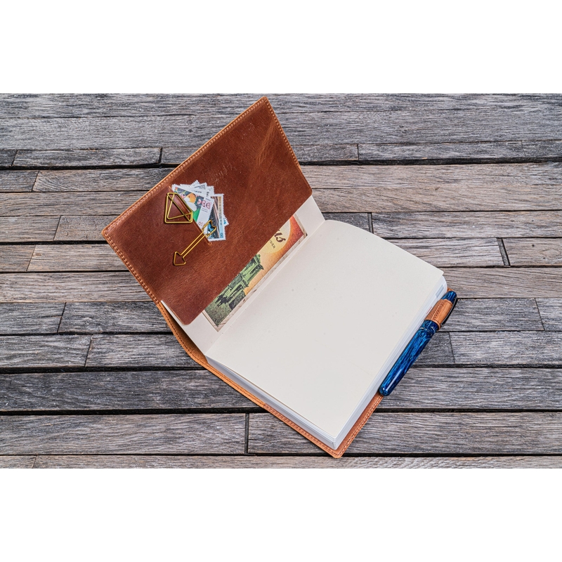 Galen Leather Galen Leather Slim Notebook Cover A5 Crazy Horse Tan