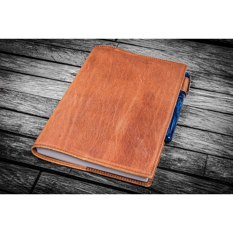 Galen Leather Galen Leather Slim Notebook Cover A5 Crazy Horse Tan