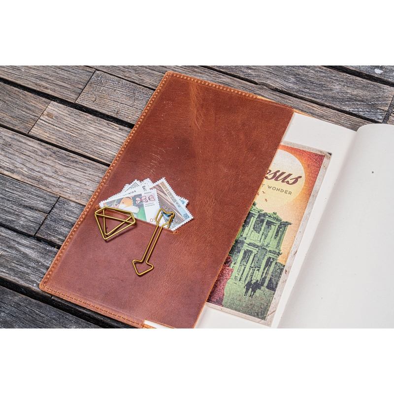 Galen Leather Galen Leather Slim Notebook Cover A5 Crazy Horse Tan