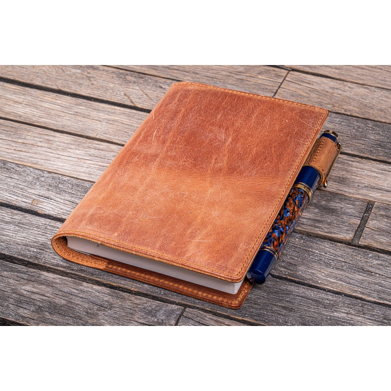 Galen Leather Galen Leather Slim Notebook Cover A6 Crazy Horse Tan