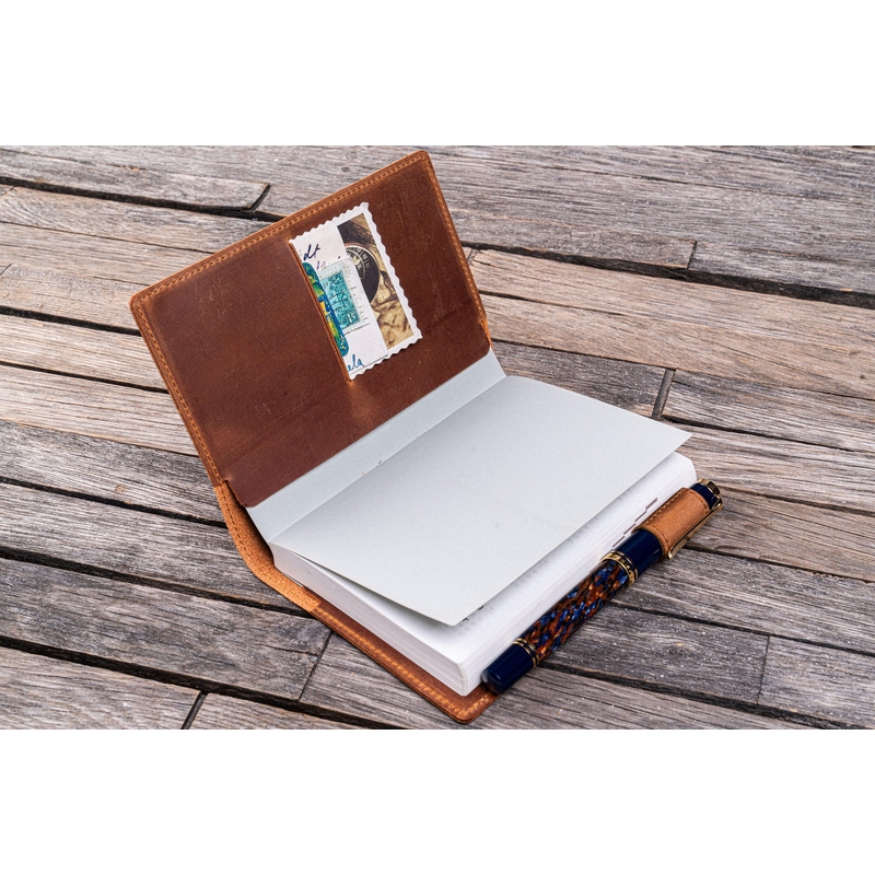 Galen Leather Galen Leather Slim Notebook Cover A6 Crazy Horse Tan