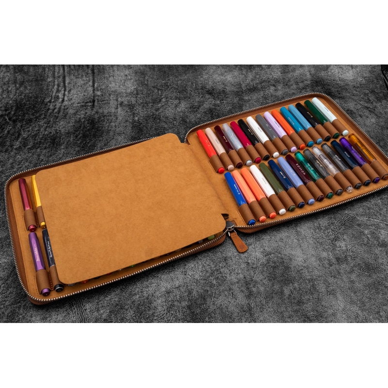 Galen Leather Galen Leather Collector Pen Case for 60 Kaweco Pens Crazy Horse Brown