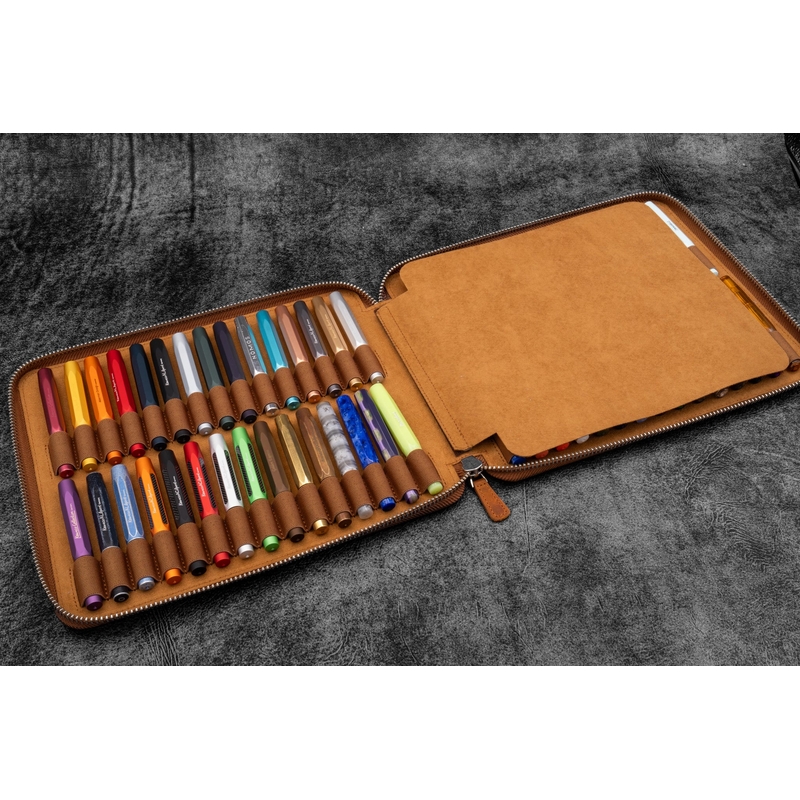 Galen Leather Galen Leather Collector Pen Case for 60 Kaweco Pens Crazy Horse Brown