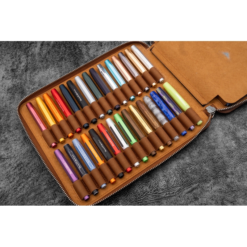 Galen Leather Galen Leather Collector Pen Case for 60 Kaweco Pens Crazy Horse Brown