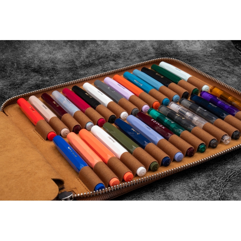 Galen Leather Galen Leather Collector Pen Case for 60 Kaweco Pens Crazy Horse Brown