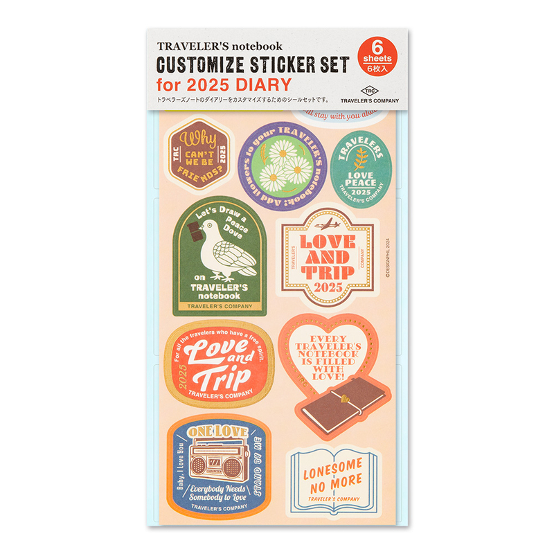 Traveler's Company Traveler's Notebook Customize Sticker Set for 2025 Diary