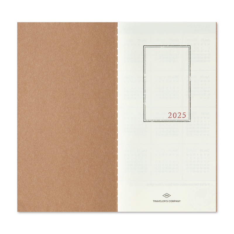 Traveler's Company Traveler's Notebook Refill 2025 Monthly Diary Regular Size