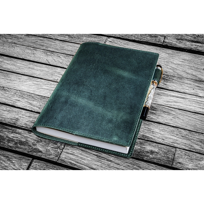 Galen Leather Galen Leather Slim Notebook Cover A5 Crazy Horse Forest Green