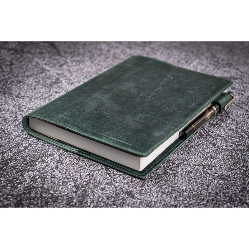 Galen Leather Galen Leather Slim Notebook Cover A5 Crazy Horse Forest Green