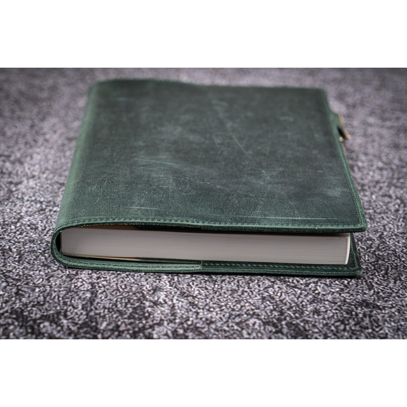 Galen Leather Galen Leather Slim Notebook Cover A5 Crazy Horse Forest Green