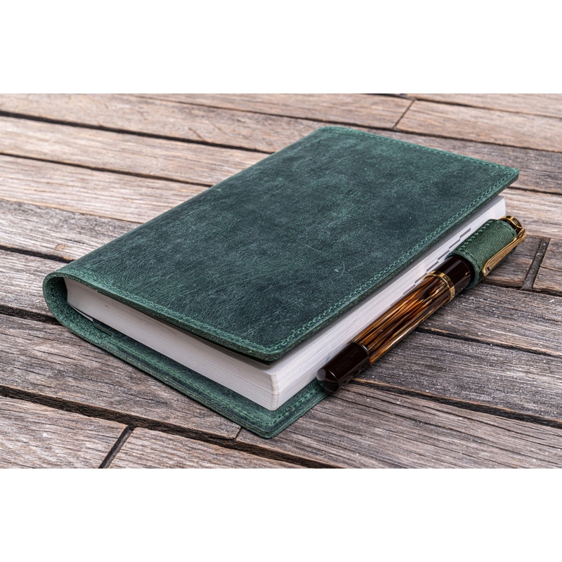 Galen Leather Galen Leather Slim Notebook Cover A6 Crazy Horse Forest Green