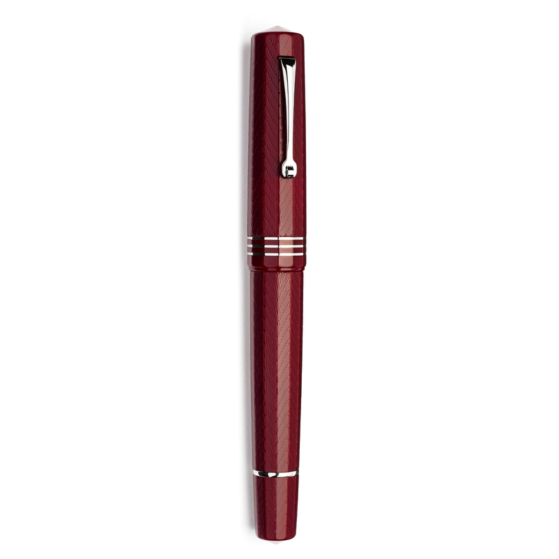 Leonardo Officina Italiana Leonardo Dodici Guillochè No. 6 Fountain Pen Burgundy Red & Rhodium Limited Edition